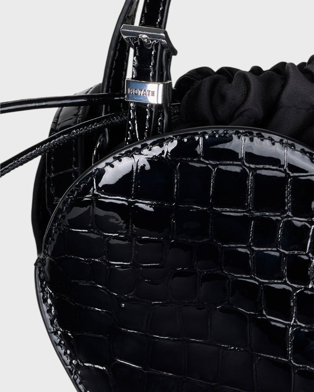 ROTATE  Bag Patent Croco Heart Black ONESIZE