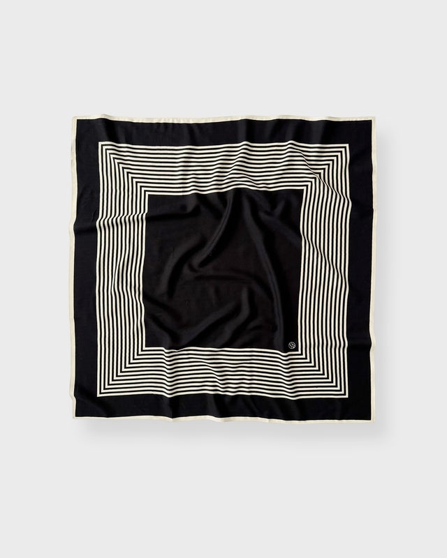 Le Scarf Scarf Wool Striped Svart/creme ONESIZE