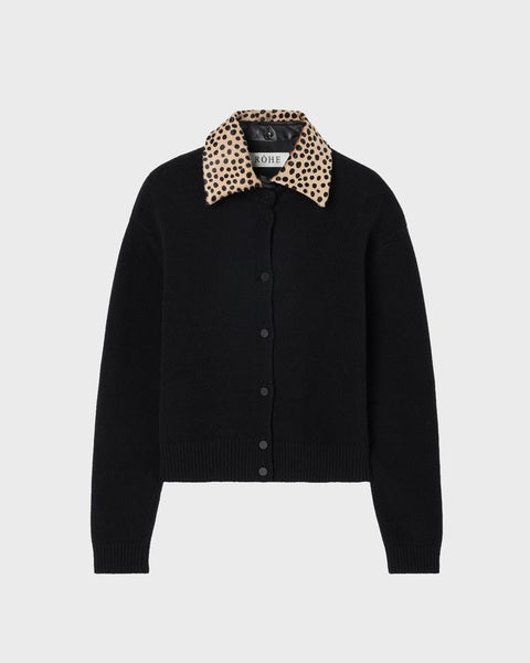 Cardigan Leather Cheetah Collar Black 1