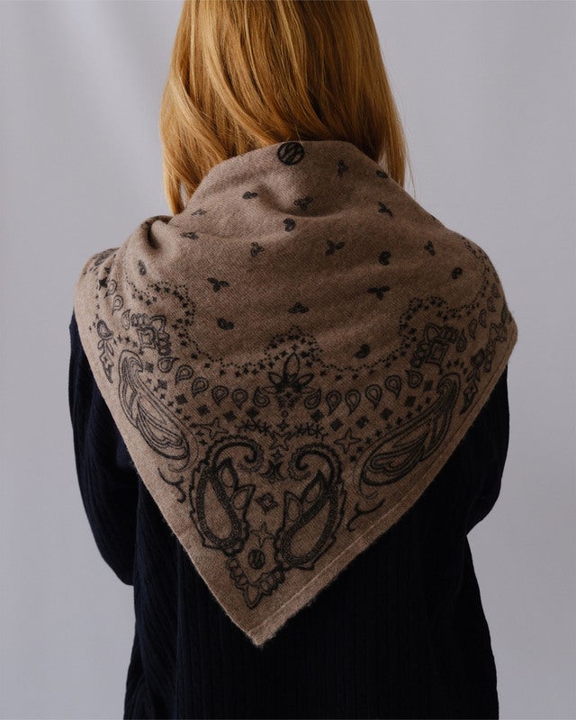 Le Scarf Scarf Cashmere Paisley Greige 65x65 ONESIZE