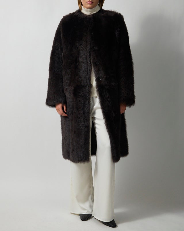 Almada Coat Gemma Fur Leather Chocolate M