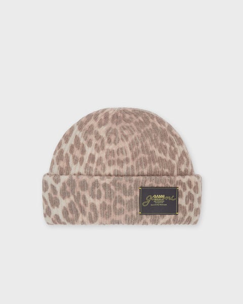 Beanie Graphic Wool Mix Printed Leopard Leopard ONESIZE 1