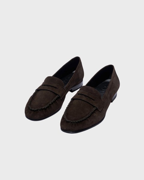 Loafers Aldous Kid Suede Leather Dark Brown 2