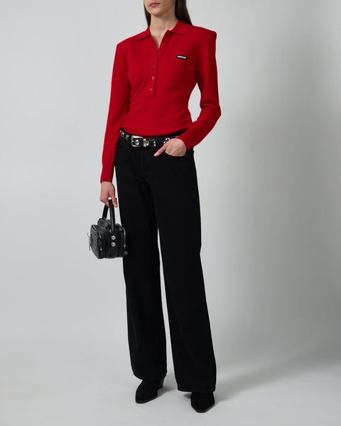 Polo Wool Longsleeve Red 2