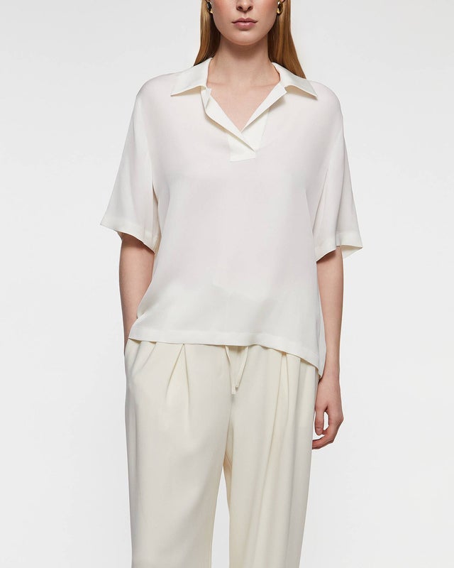 Theory Blouse Fluid Polo Ivory S