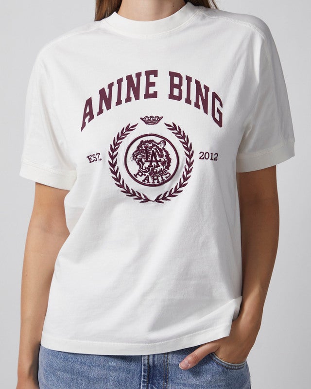 Anine Bing T-shirt Jaylin Tee Collegiate Ecru XS