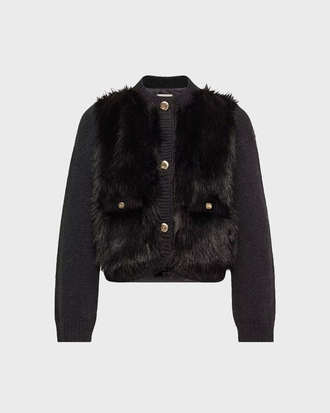 Cardigan Padded Alpaca & Wool Blend Black 1