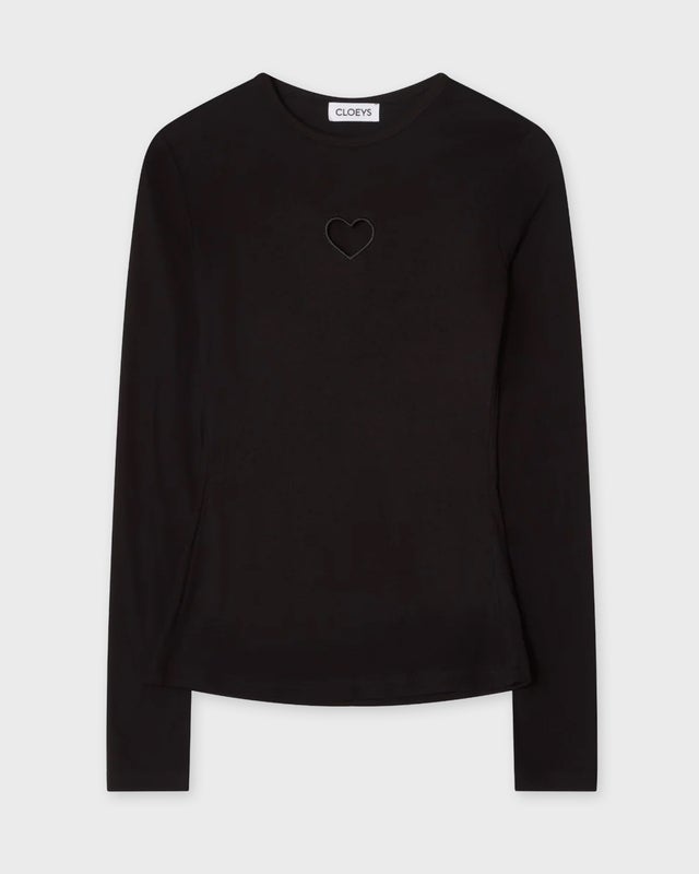CLOEYS T-Shirt Tight Fitted Heart Black L