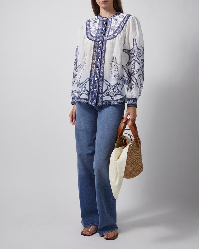 FARM Rio Blouse Coast Scarf Long Sleeve Offwhite M