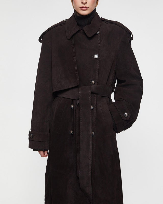 Almada Label  Coat Sienna Suede Chocolate M