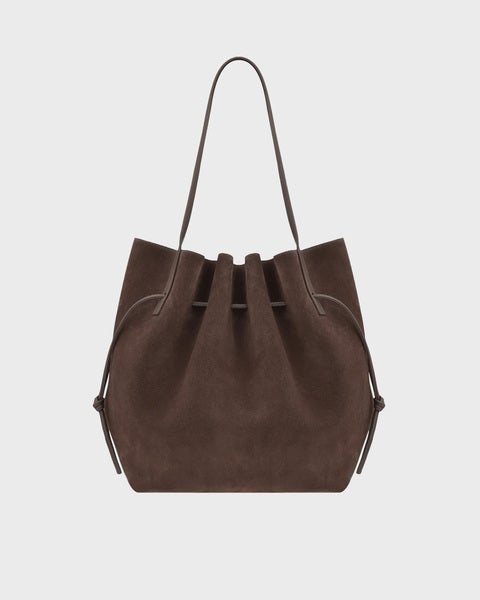 Tote Bag Scallop Suede Brown 1