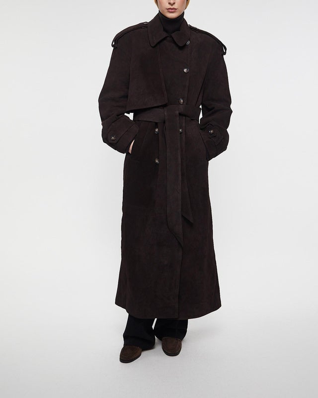 Almada Label  Coat Sienna Suede Chocolate M
