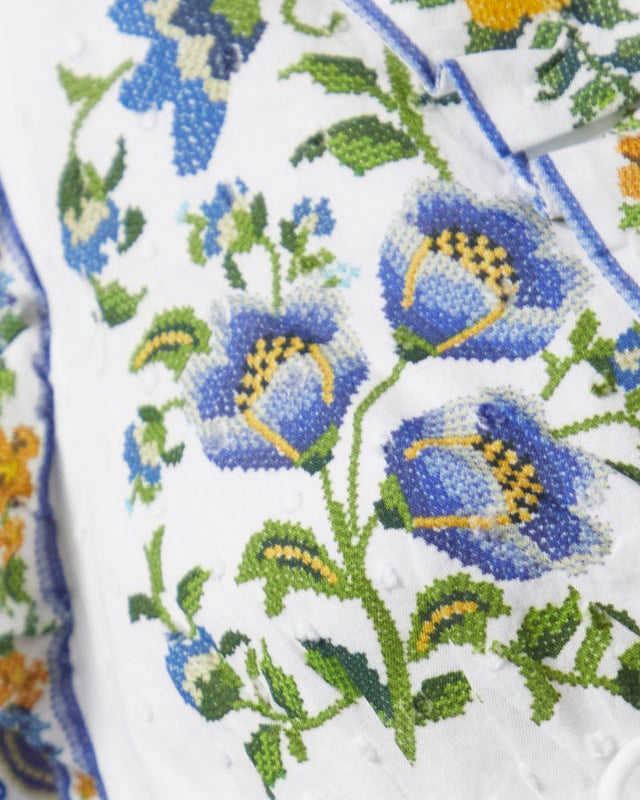 FARM Rio Blouse Emily Floral Tapestry Offwhite XS