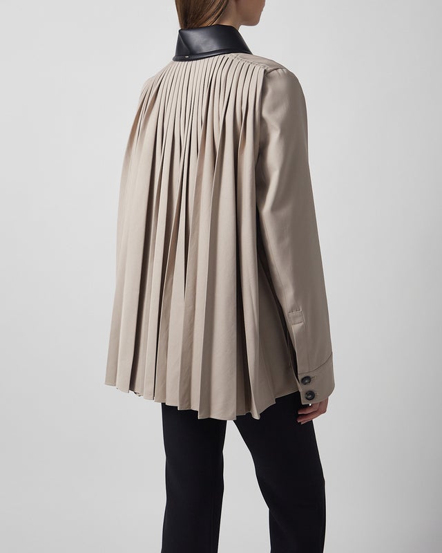 Sportmax Jacket Pleated Overshirt Beige IT 40 (EUR S-M)