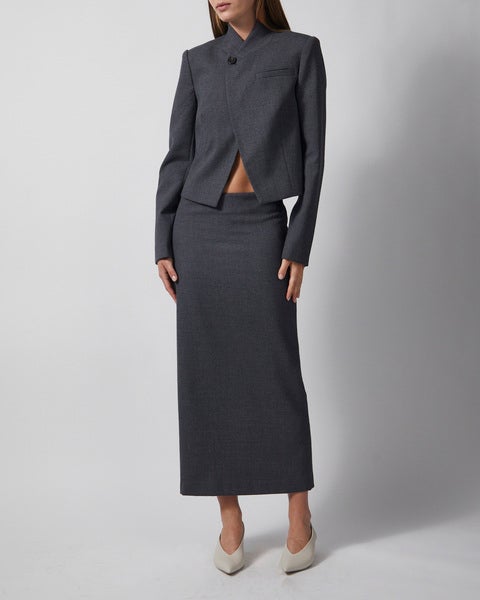 Skirt Wool Pencil Grey 2