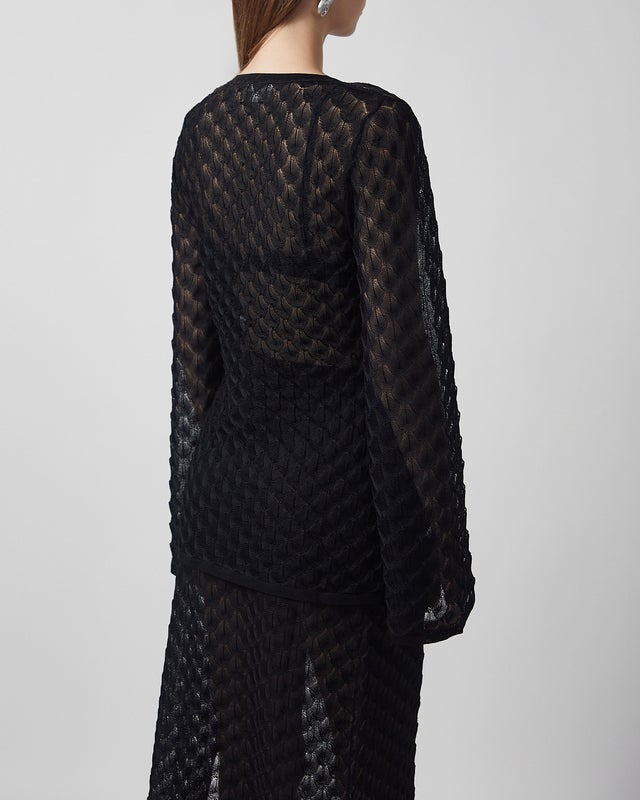 Malina Cardigan Ayla Pointelle Knitted Black L