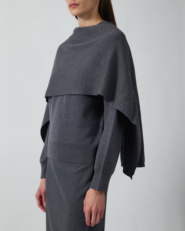 RÓHE Sweater Cape Grey melange 34