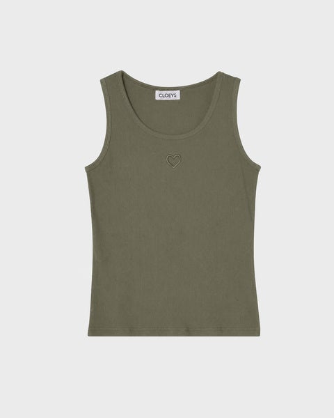 Tank Top Heart Military Green 1