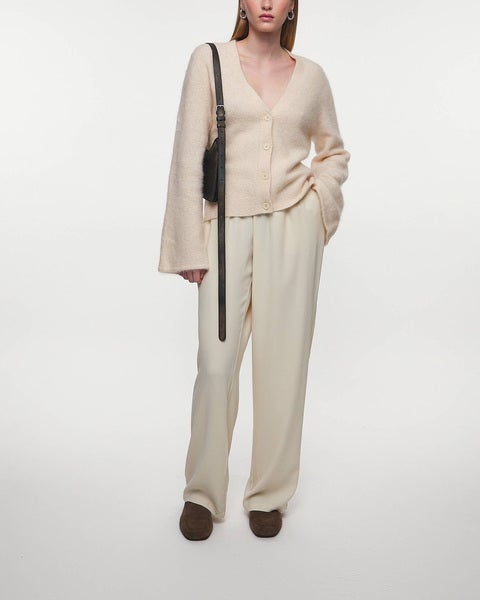 Cardigan Fluffy V-Neck Beige 2