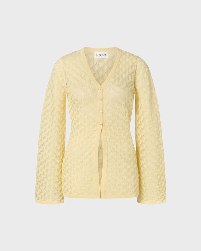 Malina Cardigan Ayla Pointelle Knitted Light Yellow XXS