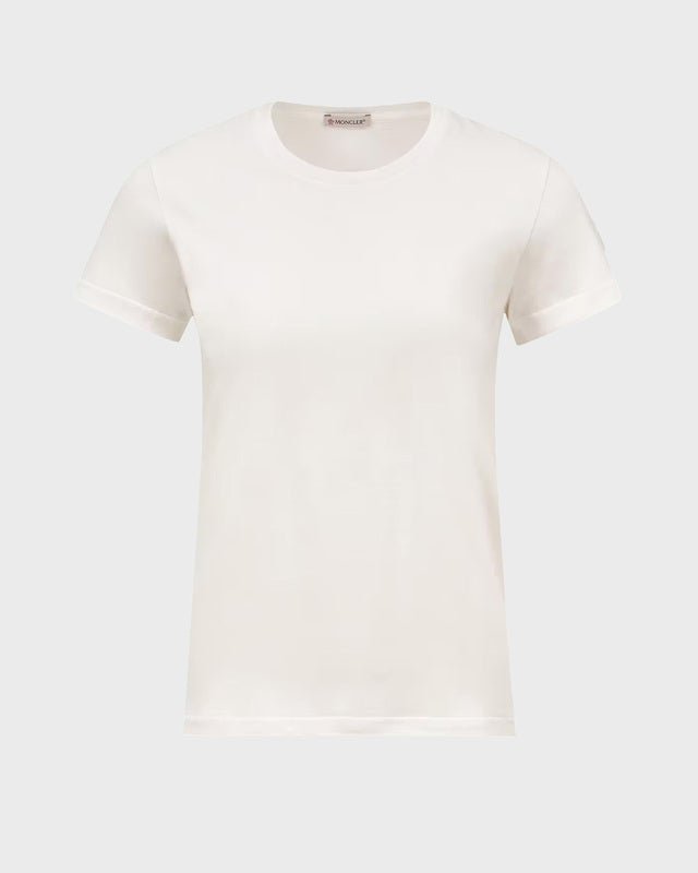 Moncler T-shirt Logo Patch Cotton Jersey Natural XS