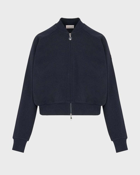 Cardigan Zip-Up Cotton Fleece  Navy 1