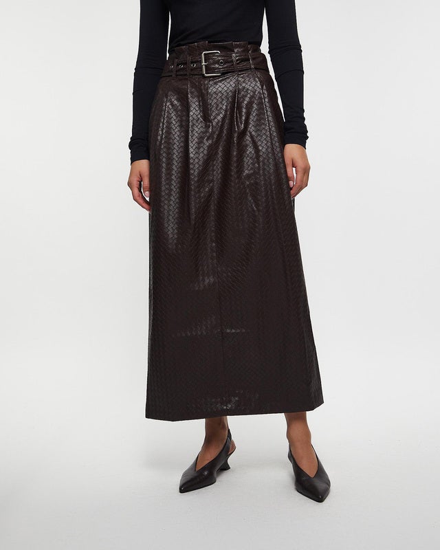 ROTATE Birger Christensen Skirt Midi Paper Waist Brown 40