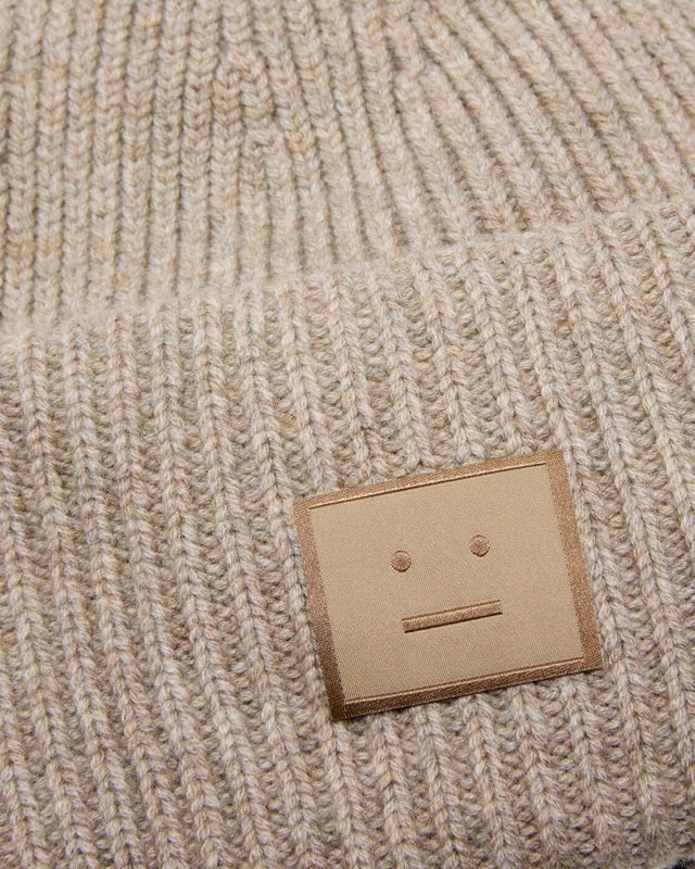 Acne Studios Beanie Large Face Logo Greige ONESIZE