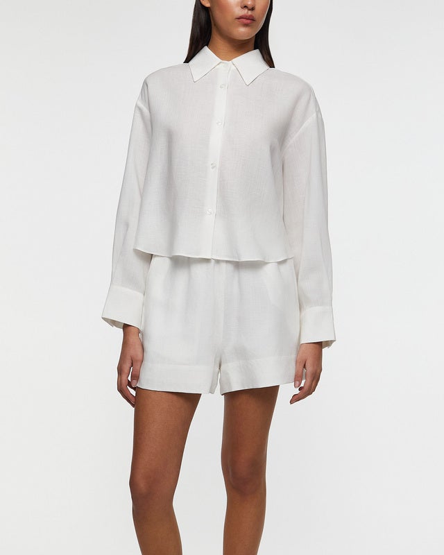 Wakakuu Icons Skjorta Genoa Crop Linen Vit S