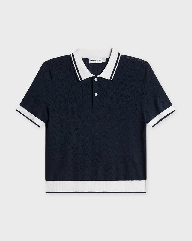 J Lindeberg Top Polo Polly Pointelle Navy S