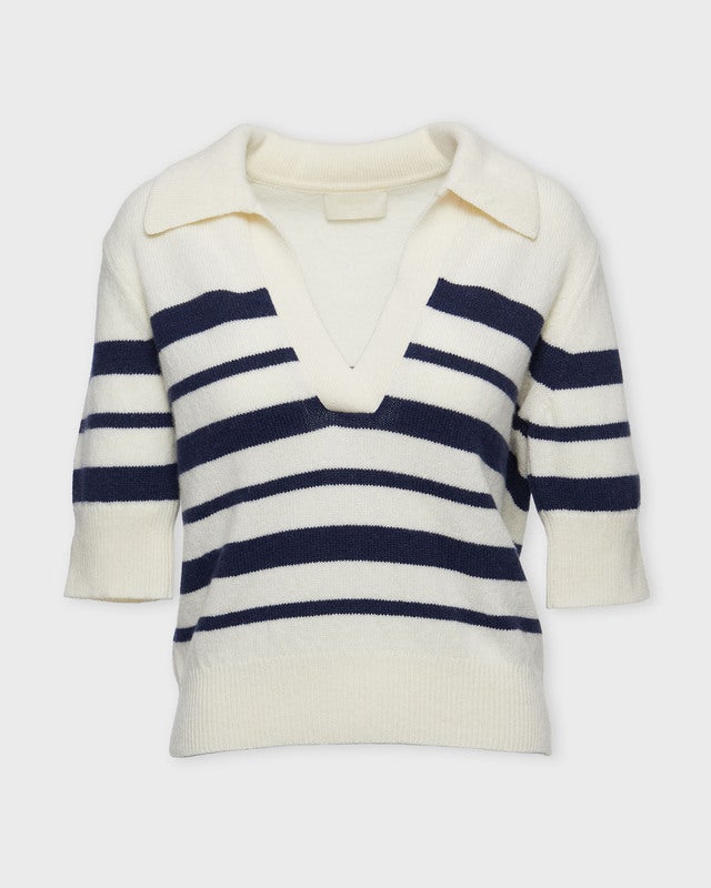 Wakakuu Icons Top Lisabon Striped Wool Cashmere Blue/White XS