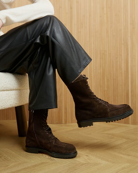 Ankle Boot Tate Cow Suede Leather Dark brown 2