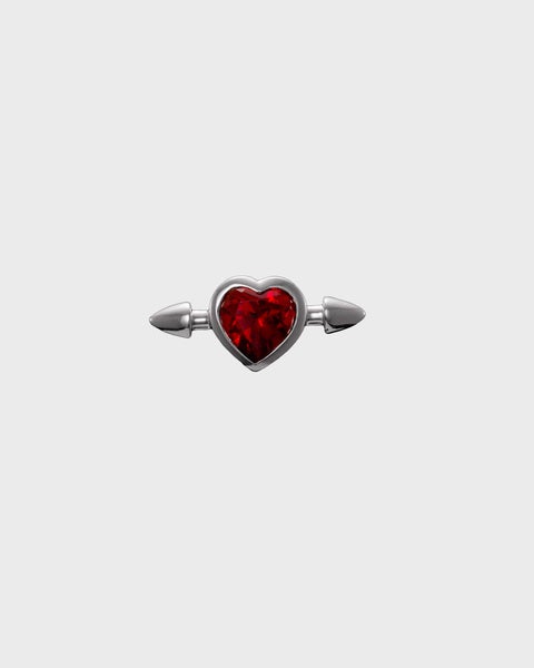 Pierced Heart Ear Stud Silver ONESIZE 1
