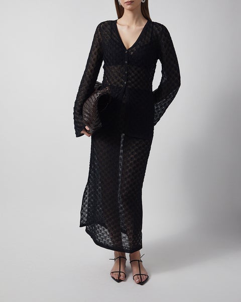 Cardigan Ayla Pointelle Knitted Black 2