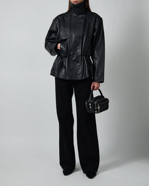 Leather Jacket Peplum Black 2