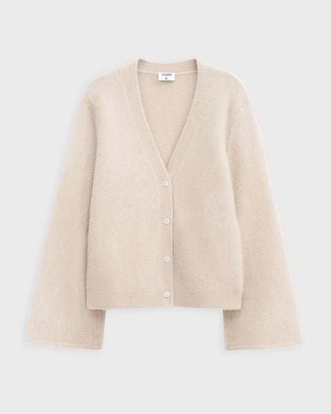 Cardigan Fluffy V-Neck Beige 1