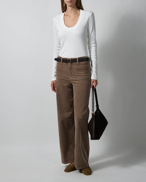 Pants Le Slim Palazzo Modernist Pocket Corduroy Taupe 2