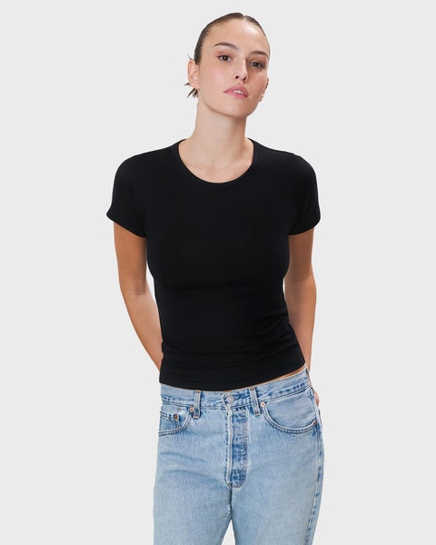 T-Shirt Fitted Crewneck Short Sleeve Black 2