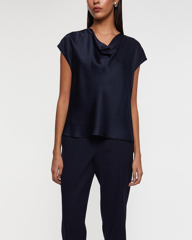 Vince Blus Silk Cowl-Neck Blå XS