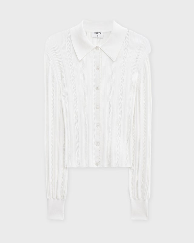 Filippa K Cardigan Braid Knit  Pearl XS