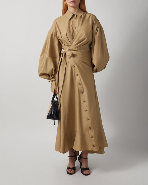 Dress Rebellion Poplin Midi  Oliv 2