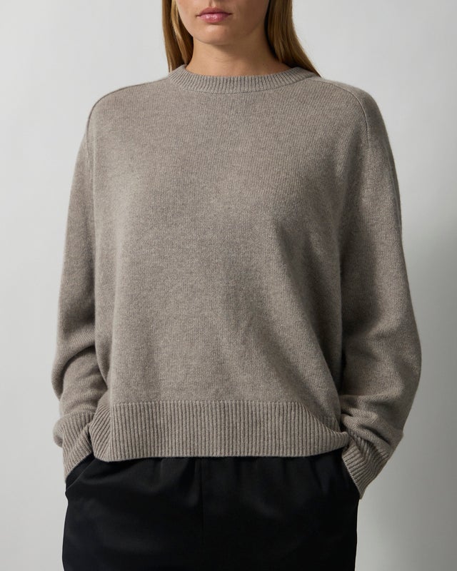 Soft Goat Sweater Boyfriend Crewneck Greige S