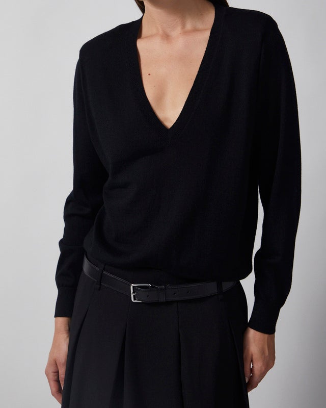 Wakakuu Icons Sweater Angler Merino Wool V-Neck Black XL