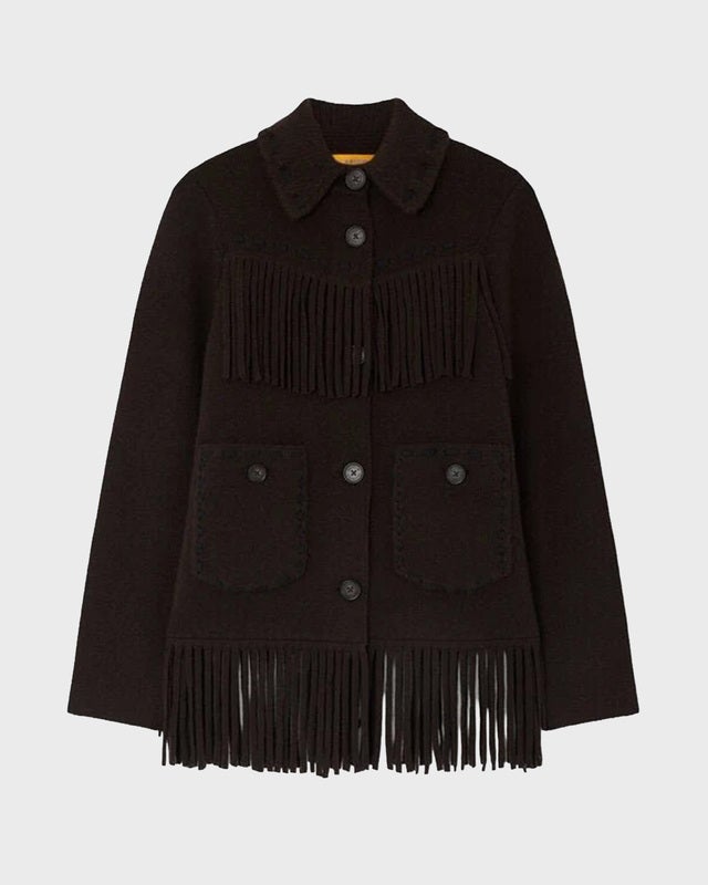 Guest In Residence Jacket Western Fringe Dark Brown L
