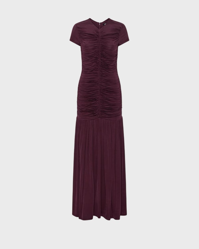 ROTATE  Dress Gathered Maxi Burgundy 40