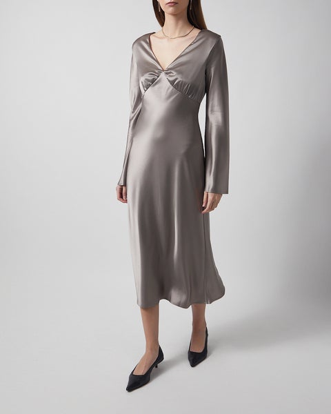 Dress Carolina Flared Sleeve Satin Midi Granit 2