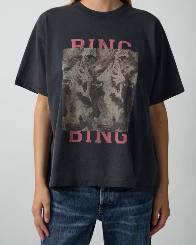 Anine Bing T-Shirt Cade Tee Tiger Bing Washed Black S