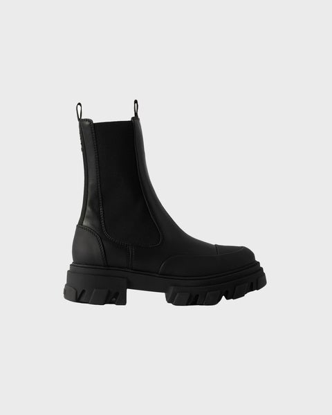 Boots Cleated Mid Chelsea Black Stitch Black 1