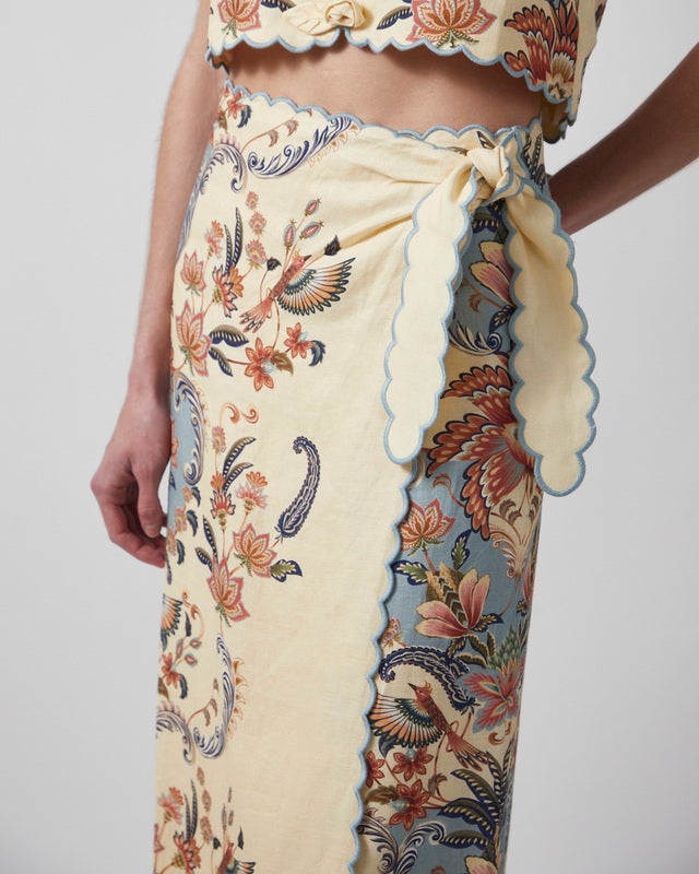 FARM Rio Kjol Boho Midi Ljusgul M
