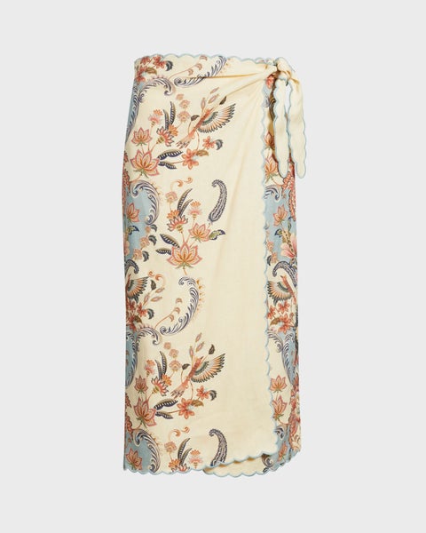 Kjol Boho Midi Ljusgul 1